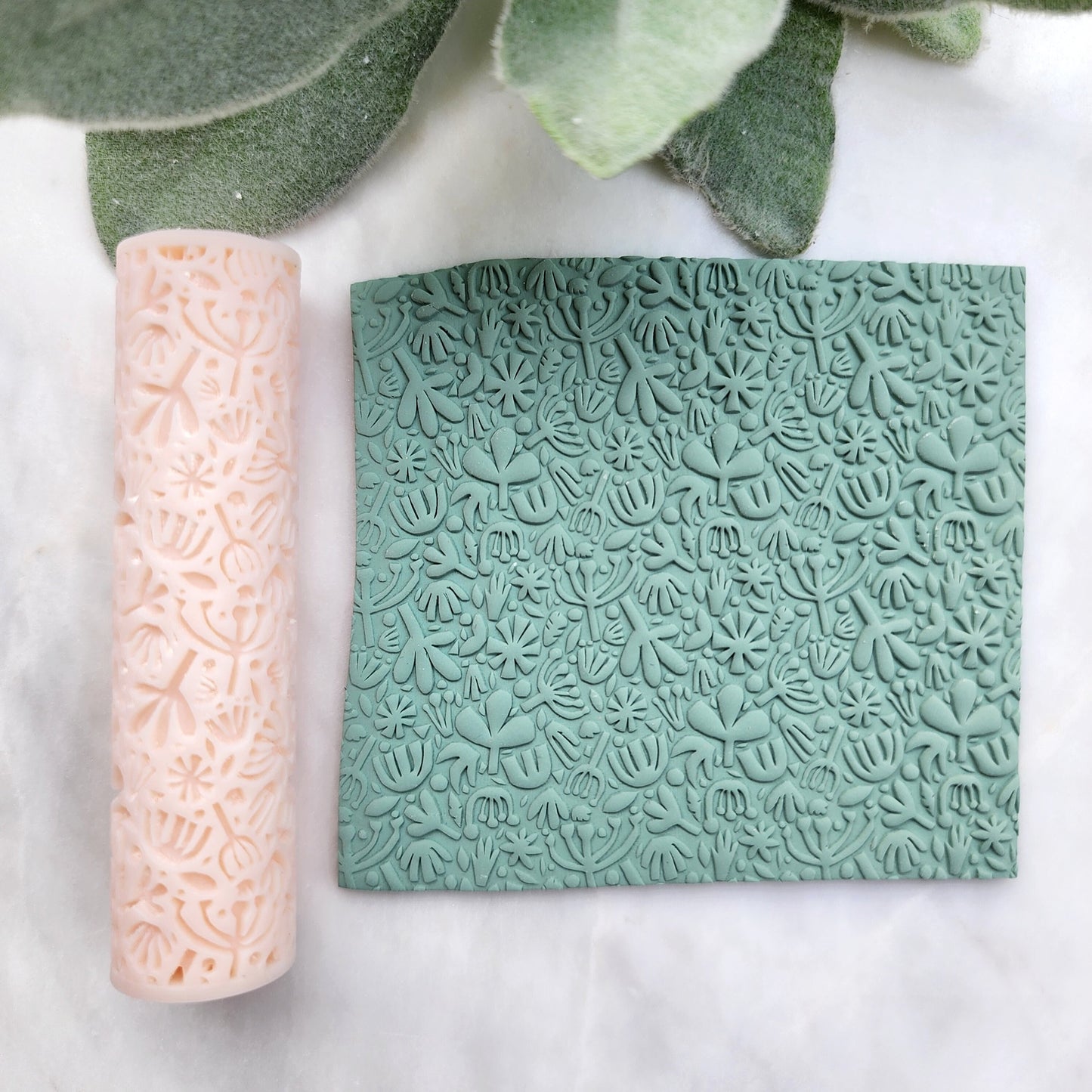 Polymer clay texture roller clay stamp 3D printed embossing "Botanic garden pattern"