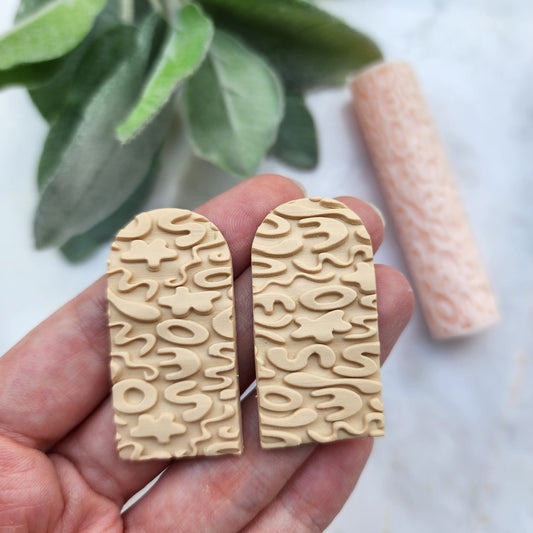 Polymer clay texture roller clay stamp 3D printed embossing Polymer clay tool Vintage pattern roller Organic pattern texture Clay cutters