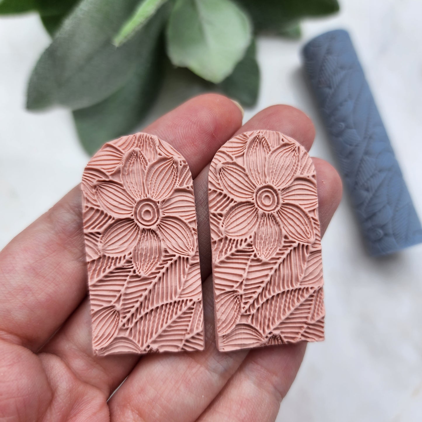 Polymer clay texture roller clay stamp 3D printed embossing Polymer clay tool Vintage pattern roller Flower pattern texture Clay cutters