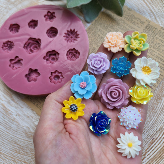 Silicone earrings mold / Silicone epoxy mold / Silicone stud earring moulds / Silicone UV resin molds / Flowers clay jewelry mold /Clay tool