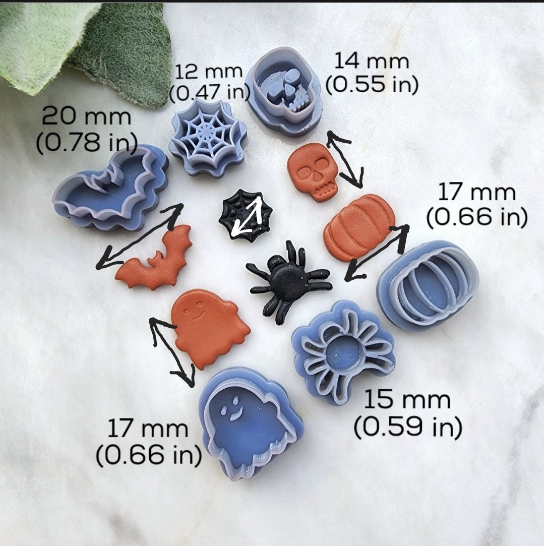 Halloween Polymer Clay cutters Stud earring clay cutters Earrings molds Polymer clay tool Pumpkin Ghost Bat Skull Spider sharp cutter stamp