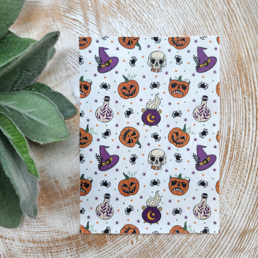 Clay transfer paper/Image transfer paper for clay/Water soluble paper for polymer clay/Halloween pumpkin Skull Witch pattern transfer sheets