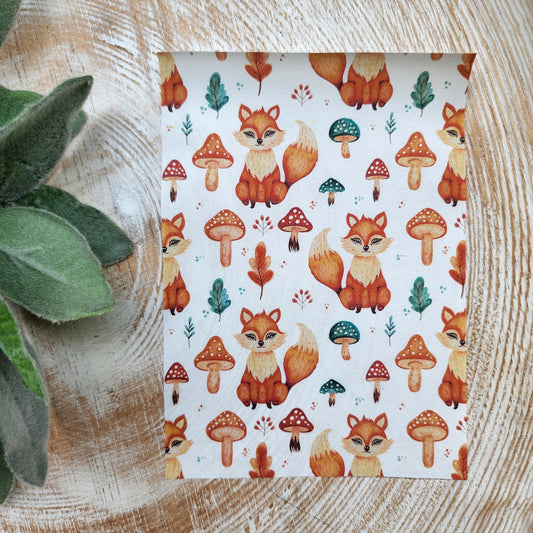 Fall Clay transfer paper / Image transfer paper for clay / Water soluble paper for polymer clay / Fox Mushroom Leaf pattern transfer sheets