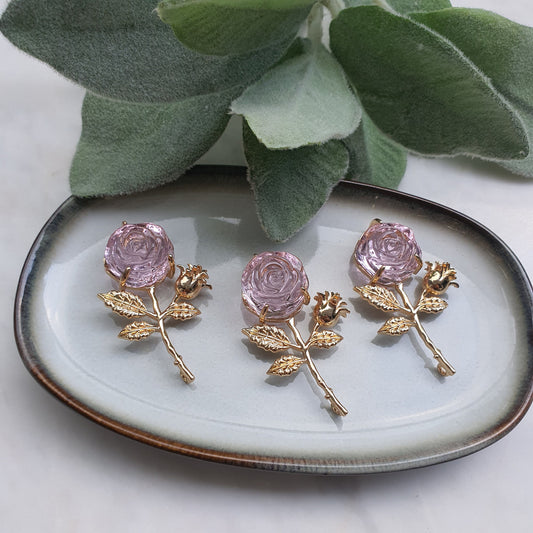 Rose Zircon charm pendants Crystal Amethyst connectors Earrings components findings DIY Rhinestone Jewelry supplies Earring gold plated part