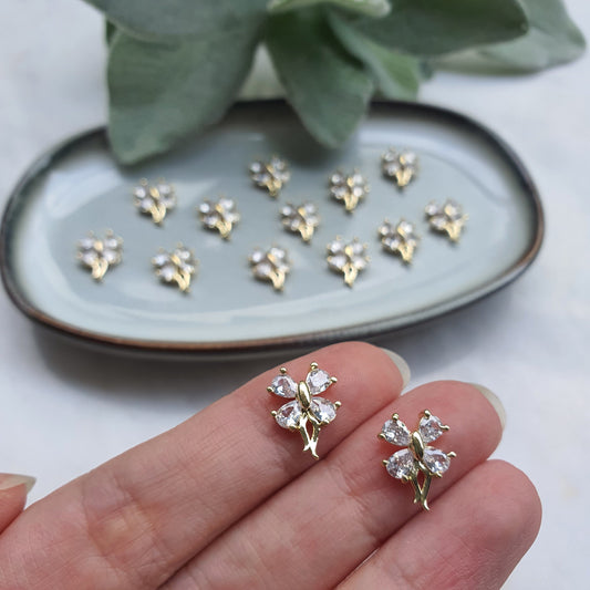 Flower center Zircon charms pendants Crystal connector Earrings component findings DIY Rhinestone Jewelry supplies Earrings gold plated part