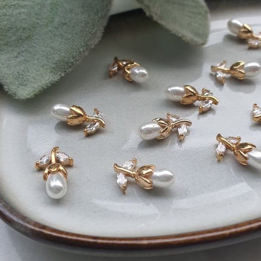 Pearls Zircon charms pendants Crystal connectors Earrings components findings DIY Rhinestone Jewelry supplies Earrings gold plated parts