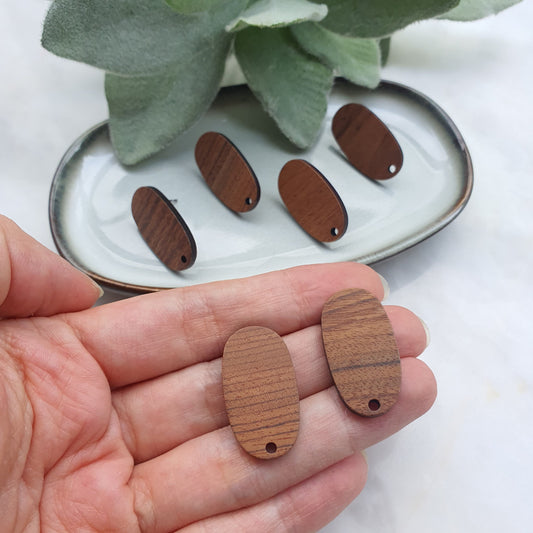 Wood Earrings stud components findings DIY Jewelry supplies Earrings gold plated parts Oval natural wood earrings parts