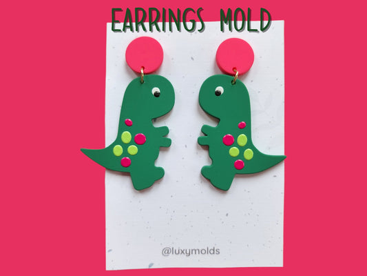 Silicone earrings mold / Silicone epoxy mold / Silicone UV resin molds / Dinosaur earrings silicone jewelry mold / Matte effect earring mold