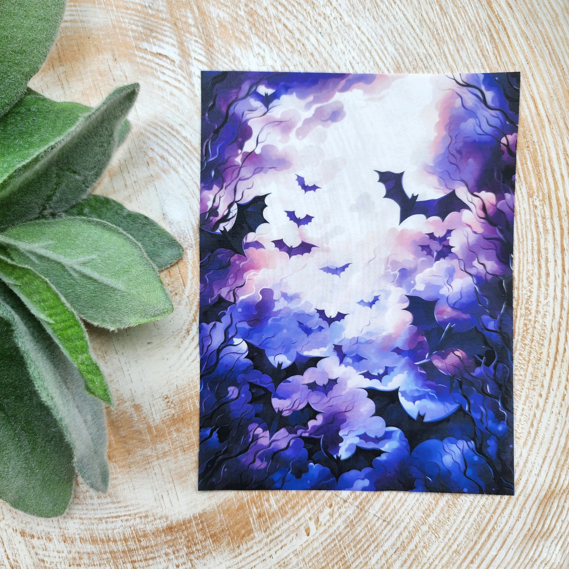 Clay transfer paper / Image transfer paper / Water soluble paper for polymer clay / Purple watercolor Bat Halloween pattern transfer sheets