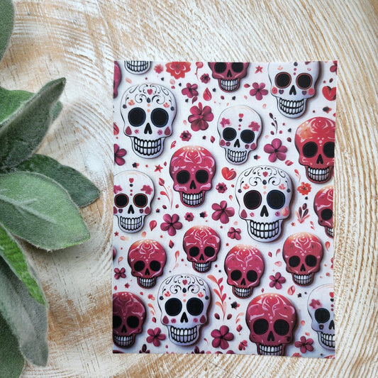 Clay transfer paper / Image transfer paper for clay / Water soluble paper for polymer clay / Halloween Skull pattern transfer sheets