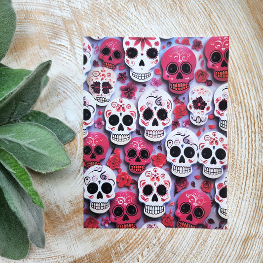 Clay transfer paper / Image transfer paper for clay / Water soluble paper for polymer clay / Halloween Skull pattern transfer sheets