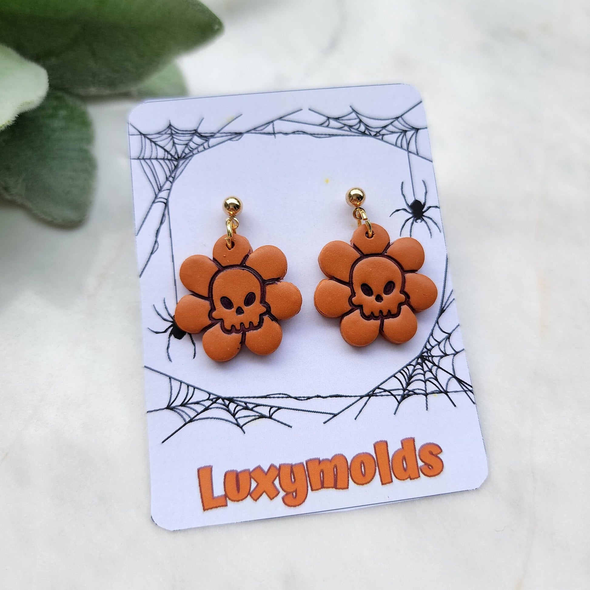 Halloween Polymer Clay cutters Stud earring clay cutters Earrings molds Polymer clay tool Skull flower sharp cutter stamp