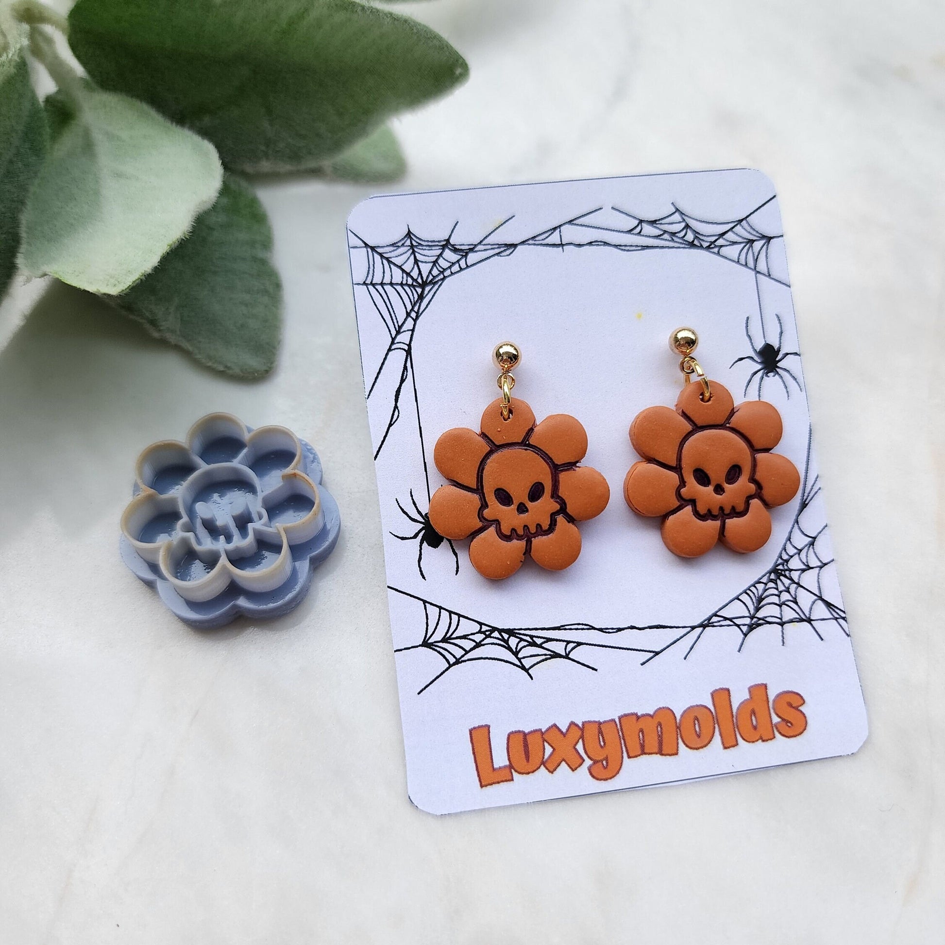 Halloween Polymer Clay cutters Stud earring clay cutters Earrings molds Polymer clay tool Skull flower sharp cutter stamp