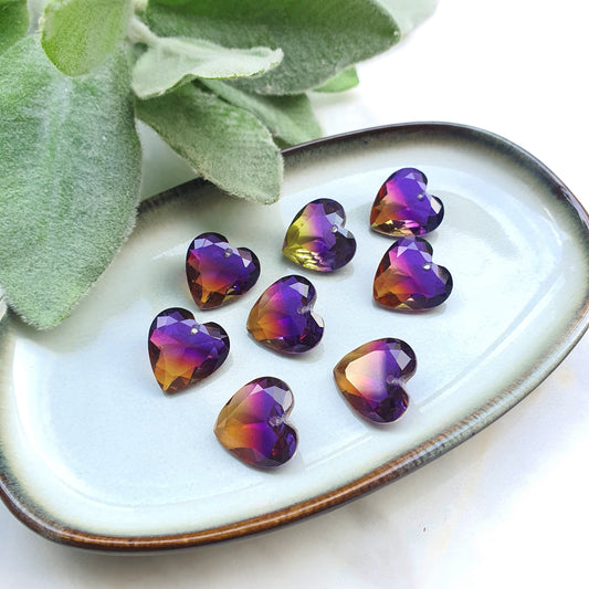 Heart Zircon charms pendants Crystal Amethyst connectors Earrings components findings DIY Rhinestone Jewelry supplies Earrings parts