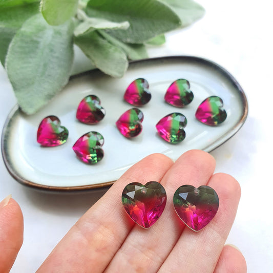 Heart Zircon charms pendants Crystal Ruby Emerald connectors Earrings components findings DIY Rhinestone Jewelry supplies Earrings parts