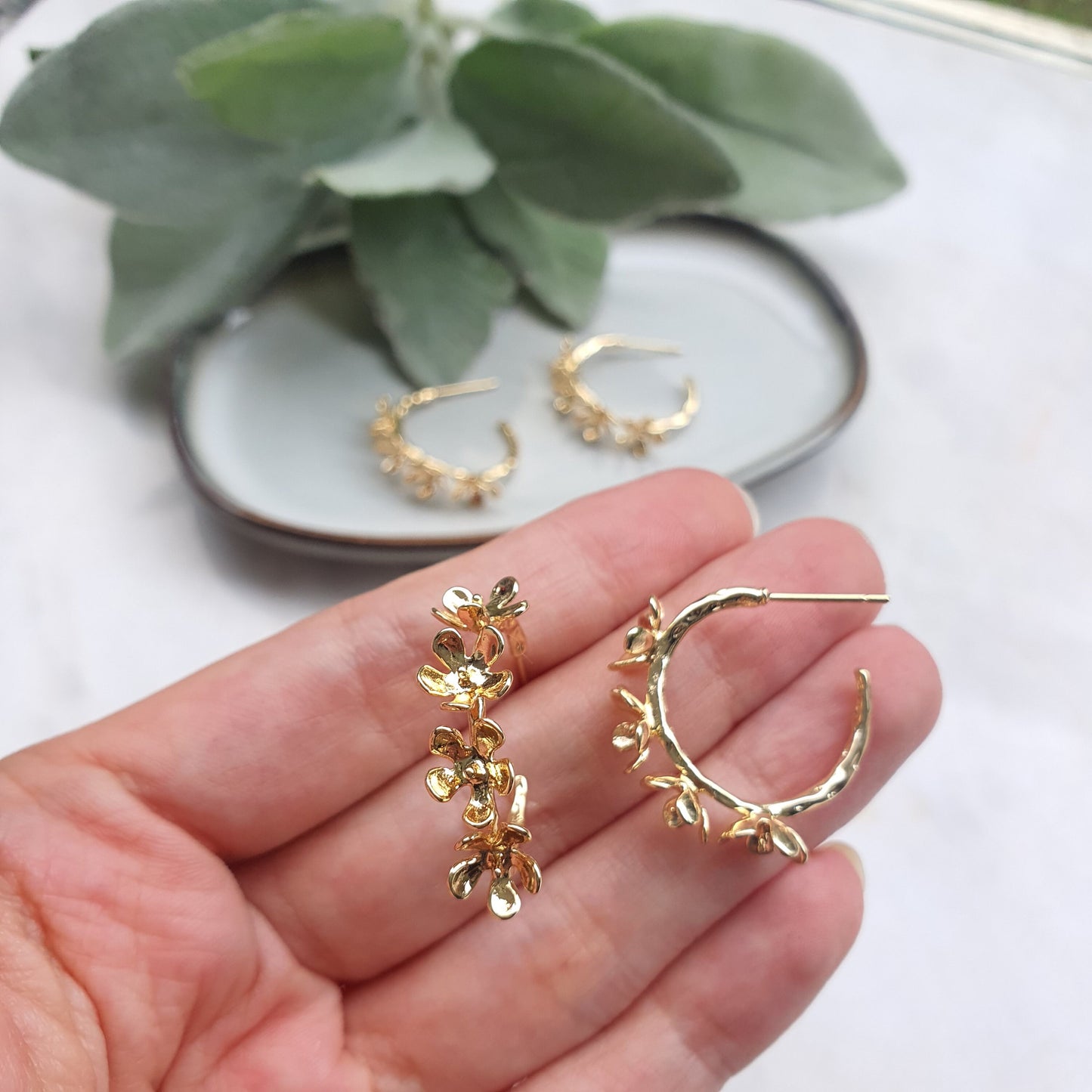 Flower Earrings stud components findings DIY Jewelry supplies Earrings gold plated parts Gold filled earrings parts