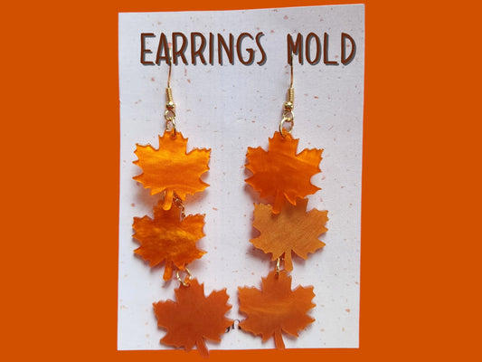 Silicone earrings mold / Silicone epoxy mold / Silicone UV resin molds / Fall leaves earrings silicone jewelry mold