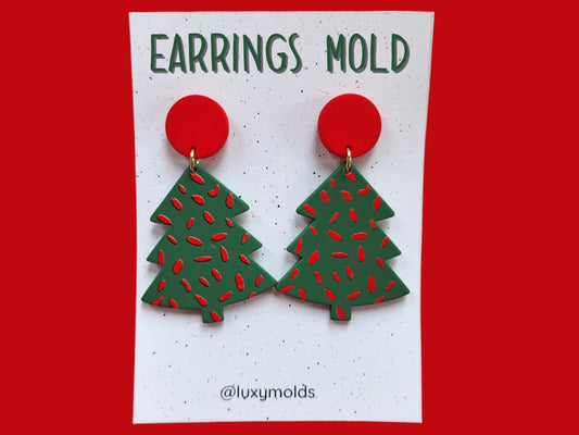 Silicone earrings mold / Silicone epoxy mold/Silicone UV resin molds/Christmas tree earrings silicone jewelry mold/Matte effect earring mold