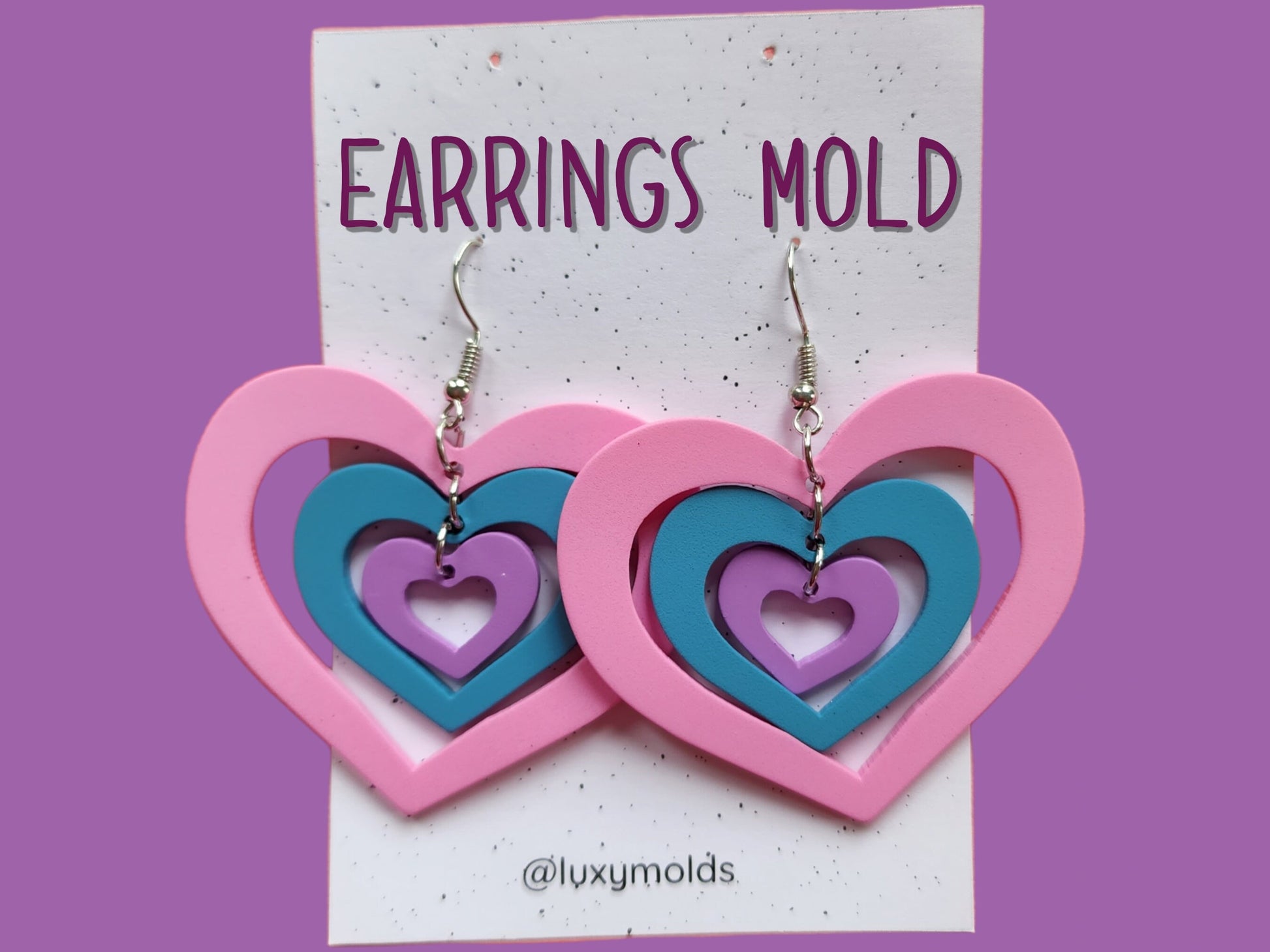 Silicone earrings mold / Silicone epoxy mold / Silicone UV resin molds / Heart earrings silicone jewelry mold / Matte effect earring mold