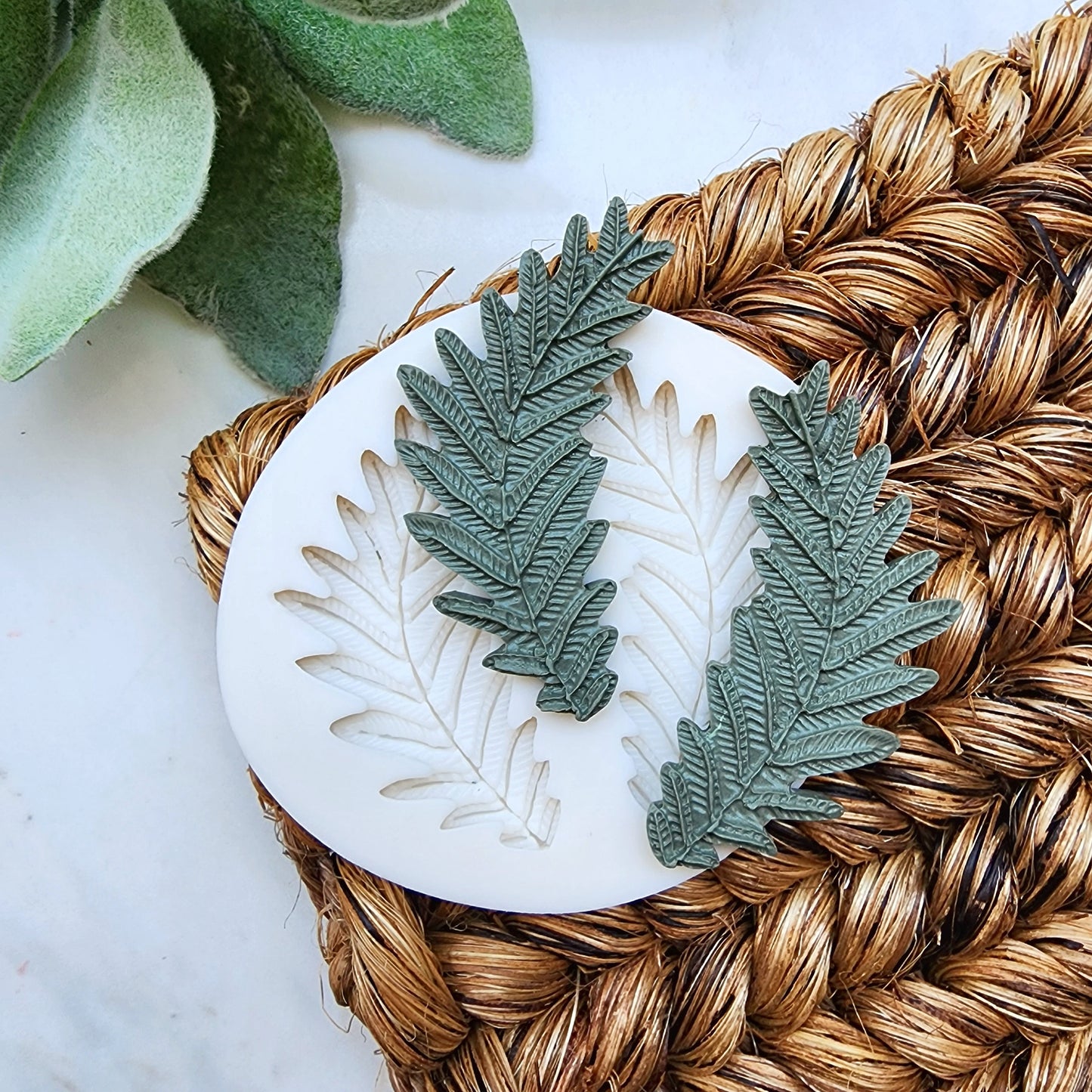 Polymer clay mold Silicone earrings mold "Fern leaf" Summer mold for resin and polymer clay Polymer clay tool Clay cutter Clay texture