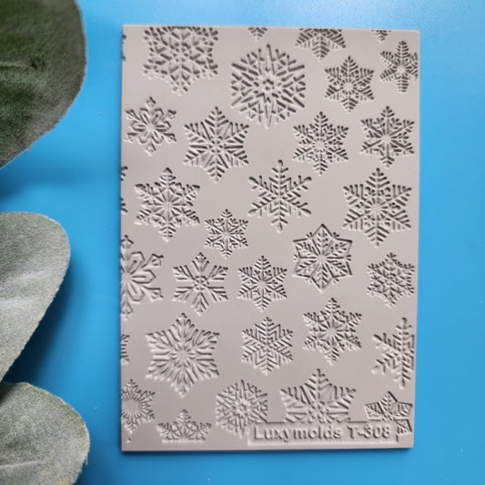 Polymer clay Texture tile Texture mat Clay stamp Polymer clay texture stencils "Winter holiday Snowflake Christmas" T-308