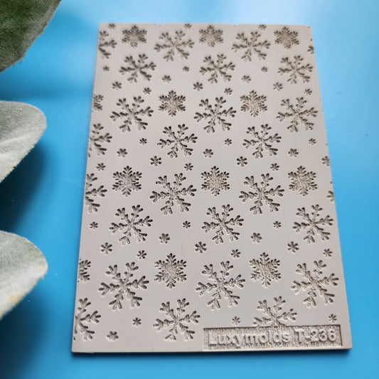 Polymer clay Texture tile Texture mat Clay stamp Polymer clay texture stencils "Winter holiday Snowflake Christmas" T-236