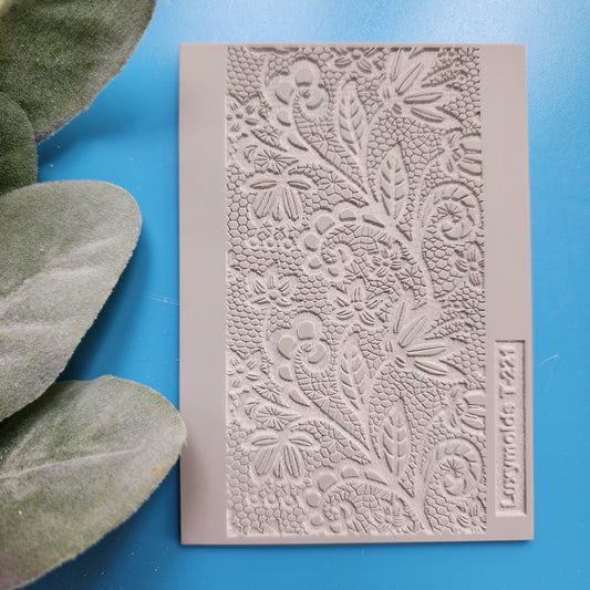 Polymer clay Texture tile Texture mat Clay stamp Polymer clay texture stencils "Floral Lace" design clay texture Rubber mat T-221