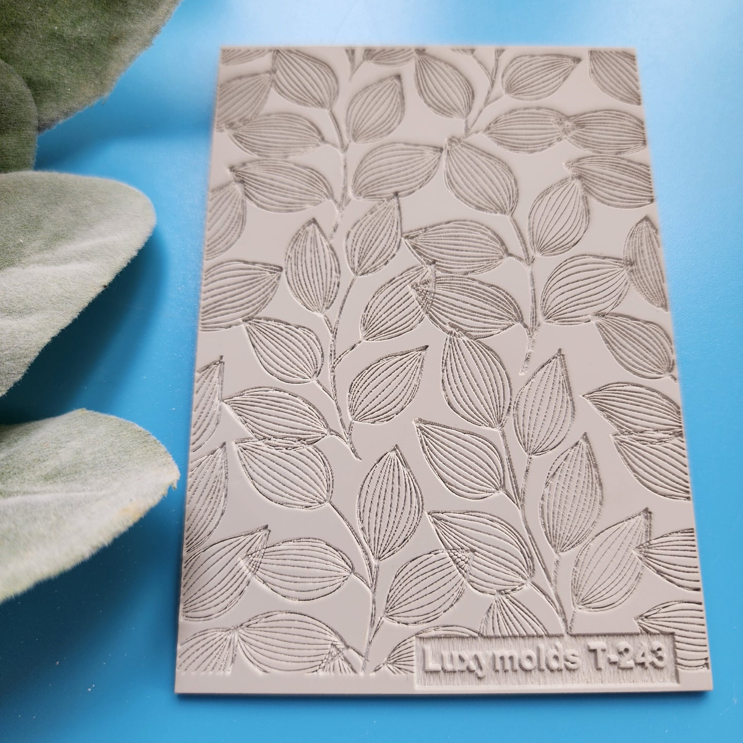 Polymer clay Texture tile Texture mat Clay stamp Polymer clay texture stencils "Leaves Branch" design clay texture Rubber mat T-243