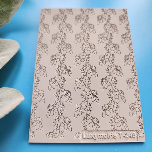 Polymer clay Texture tile Texture mat Clay stamp Polymer clay texture stencils "Flower Vines" design clay texture Rubber mat T-249