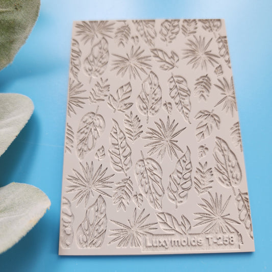 Polymer clay Texture tile Texture mat Clay stamp Polymer clay texture stencils "Leaves" design clay texture Rubber mat T-258