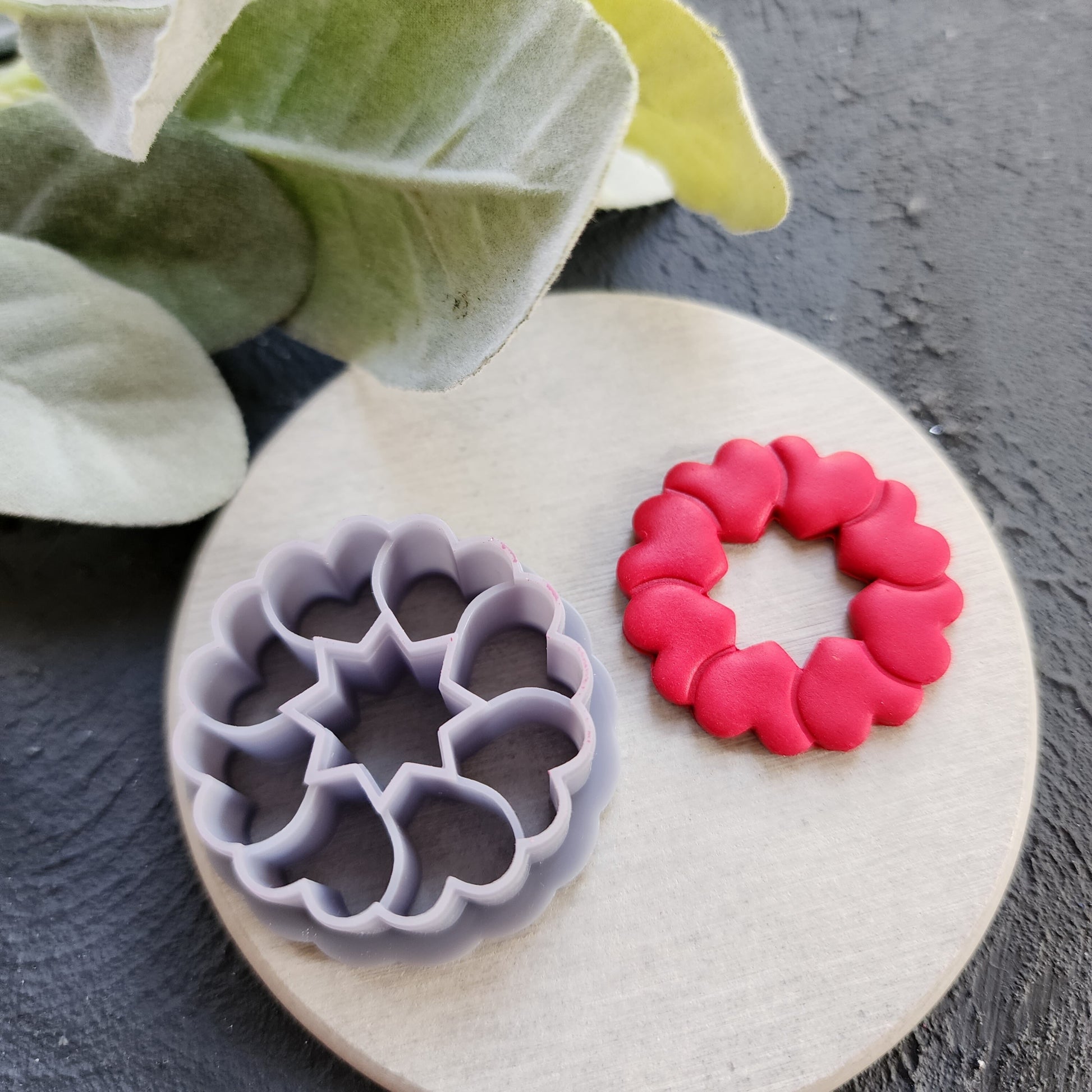 Valentine's day Polymer clay cutter "Heart wreath" Sharp cutters Clay supplies Clay texture Clay tools Polymer clay mold Earrings mold