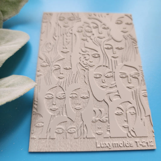 Polymer clay Texture tile Texture mat Clay stamp Polymer clay texture stencils "Face" design clay texture Rubber mat T-212