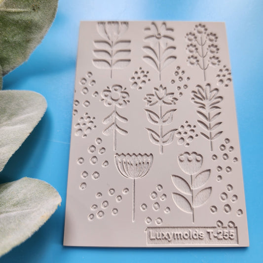 Polymer clay Texture tile Texture mat Clay stamp Polymer clay texture stencils "Flowers, Dots" design clay texture Rubber mat T-255