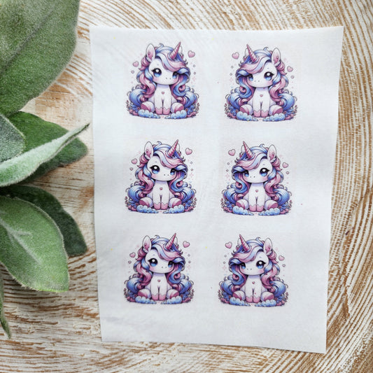 Clay transfer paper / Image transfer paper / Water soluble paper for polymer clay / Cute Unicorn Valentines pattern /Transfer paper for clay