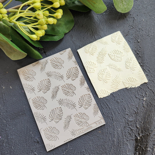 Polymer clay Texture mat Texture tile Clay stamp Polymer clay supplies Texture stencils "Tropic leaves" design clay texture Rubber mat T-35