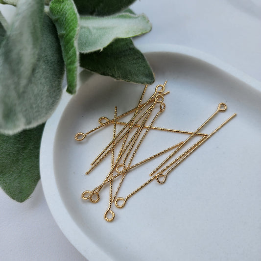 10 pcs textured eye pins gold plated not tarnish Jewelry making supplies Jewelry finding Earrings components DIY tools