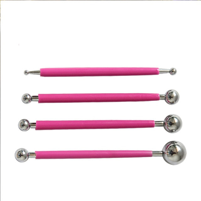 Craft sculpture polymer clay tools metal balls stick 4 pcs set - Luxy Kraft