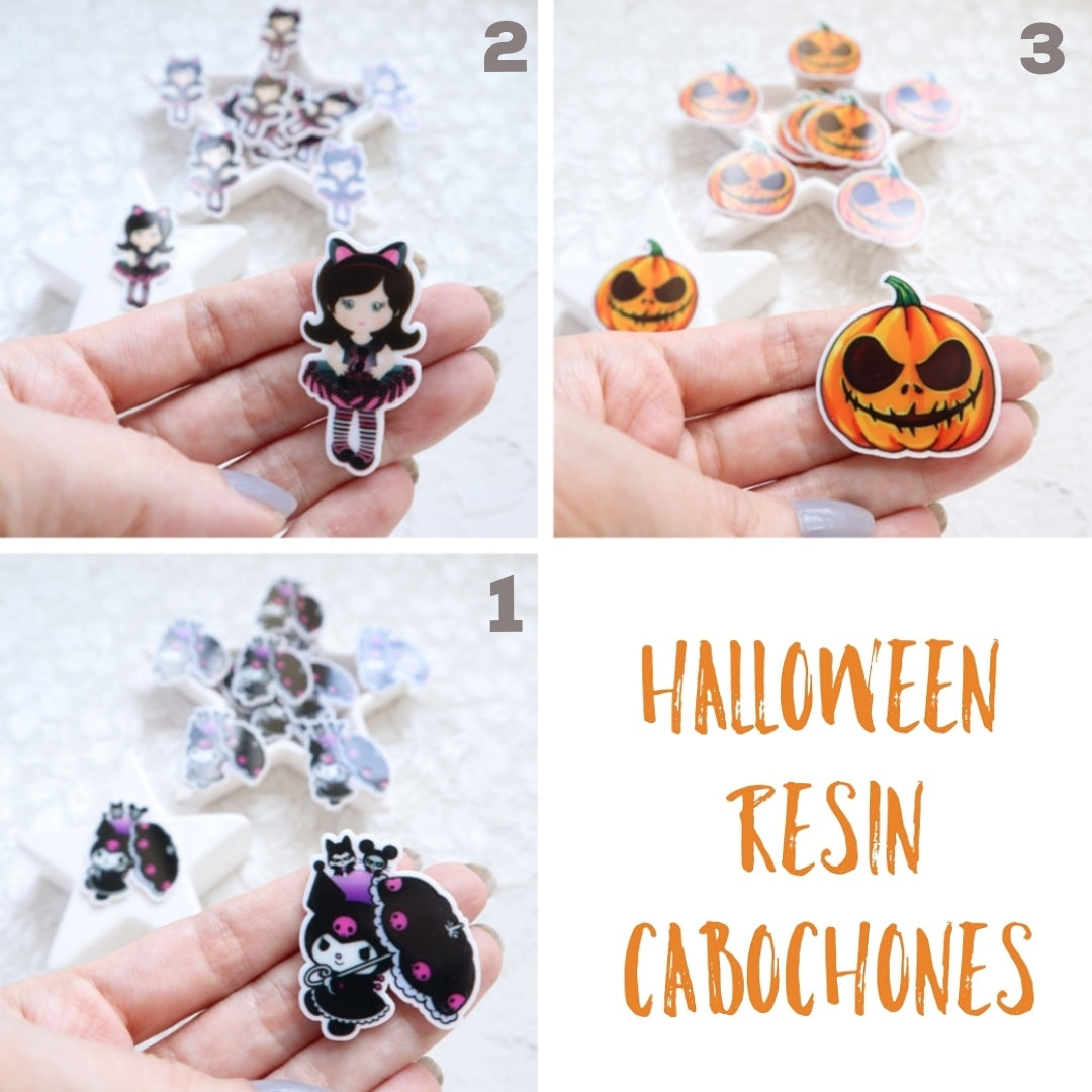 Halloween Resin Acrylic Planar Caboshones 4 pcs - Luxy Kraft