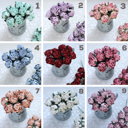 PEONY MULBERRY PAPER FLOWERS 3 CM 5 PCS - Luxy Kraft